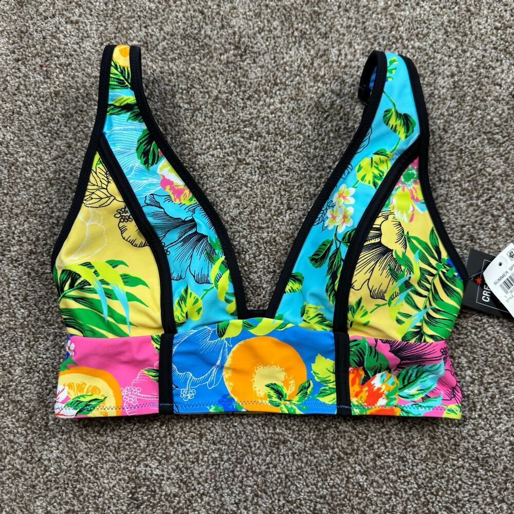 Triable Bikini Top NWT Size XS Banded Bottom Tropical Floral BAR III Beachy Vaca
